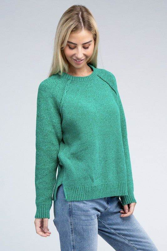 Zenana Raglan Chenille Sweater - us.meeeshop