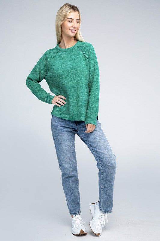 Zenana Raglan Chenille Sweater - us.meeeshop