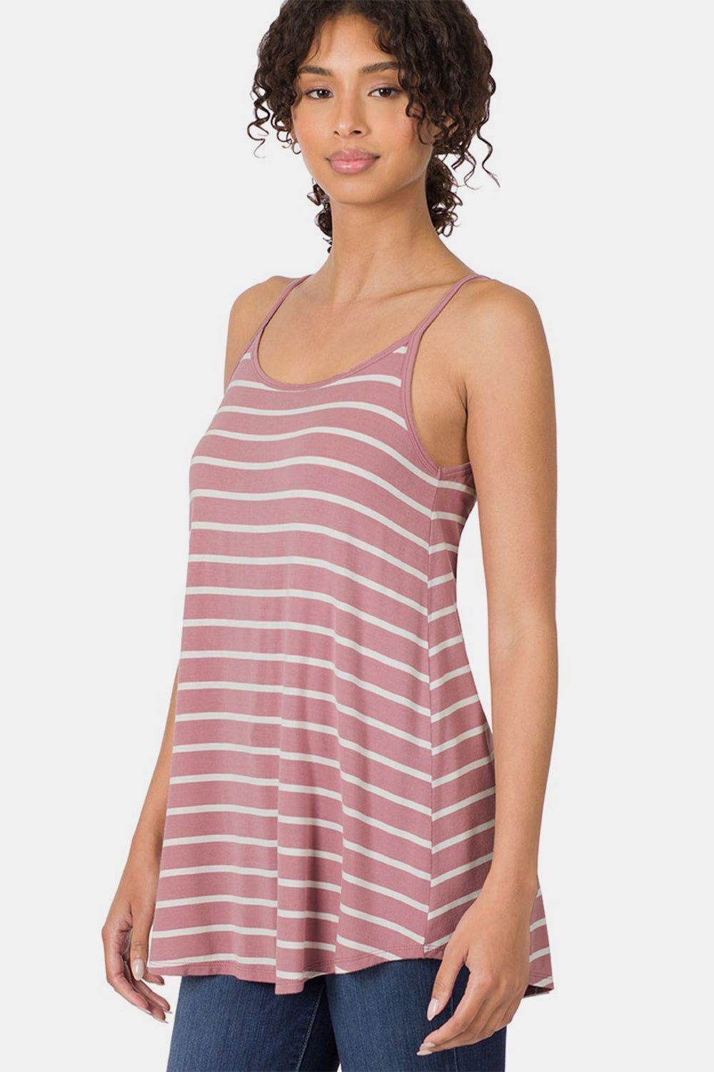 Zenana Striped Curved Hem Cami - us.meeeshop