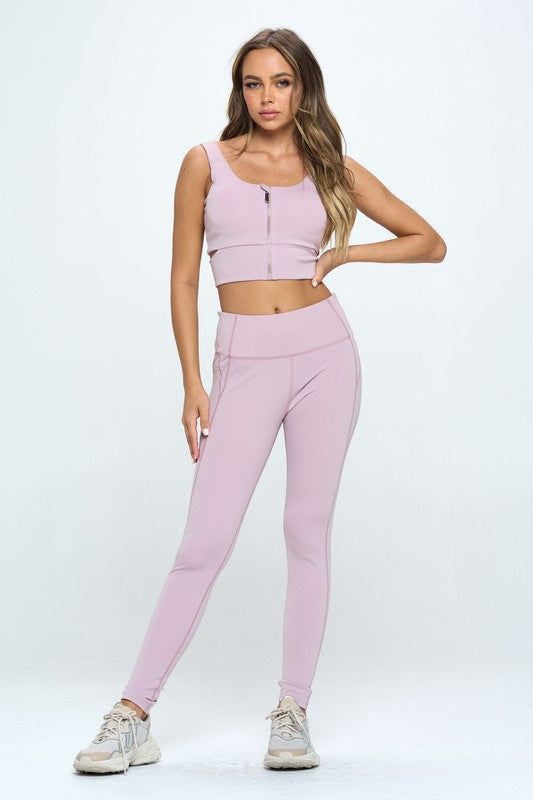 Zip Up Crop Sports Tank Top Set us.meeeshop - 