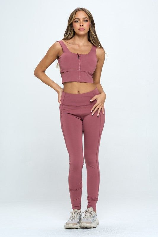 Zip Up Crop Sports Tank Top Set us.meeeshop - 