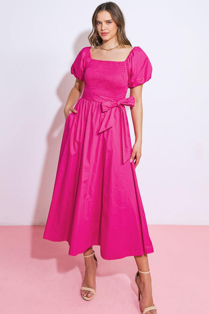 A Peaceful Place Woven Midi Dress in BLACK view 4 - Quiet Place Dress