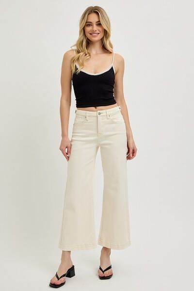 RISEN Tummy Control Cropped Bootcut Jeans Plus Size - us.meeeshop