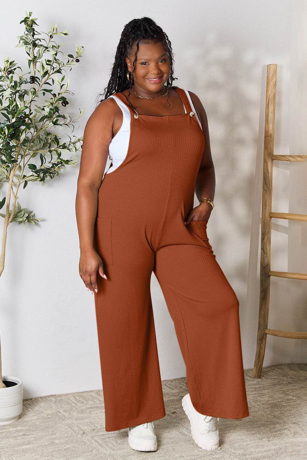 Double Take Full Size Wide Strap Overall with Pockets - us.meeeshop