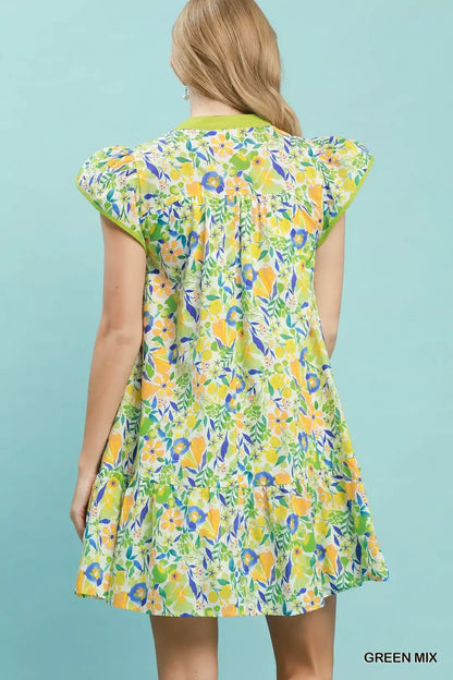umgee floral flutter Umgee Floral Flutter Sleeve Tiered Mini Dress view 3 (dress) - shop at us.meeeshop