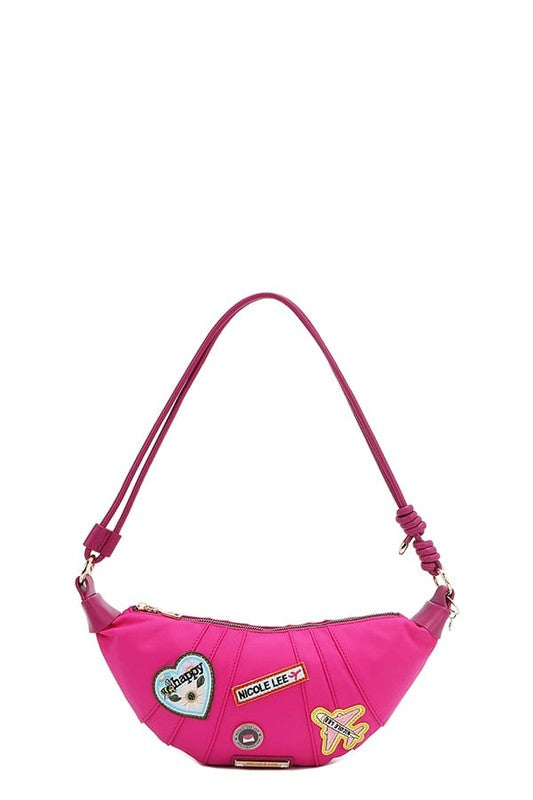 Nicole Lee USA Color Patch Croissant Bag in Deep Rose - us.meeeshop