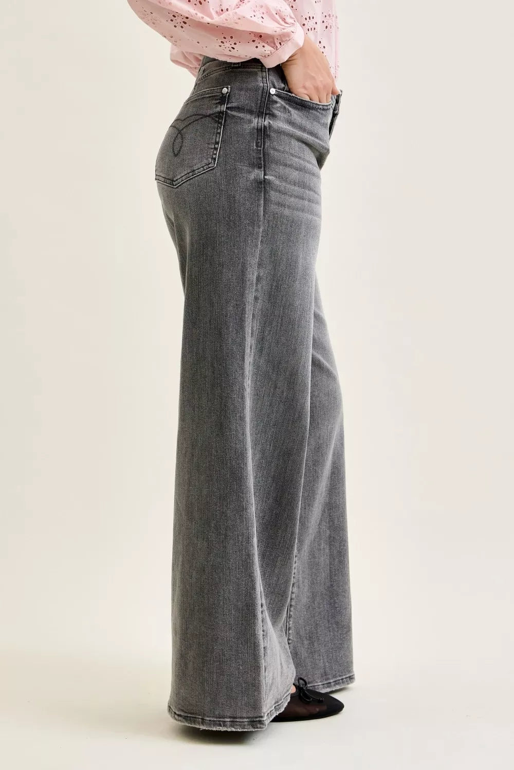 judy blue mid Judy Blue Mid Rise Palazzo Split Back Yoke view 3 (piece) - shop at us.meeeshop