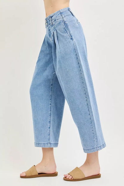 risen slouchy crop Risen Slouchy Crop Barrel Pleated Jeans view 4 (bottom) - shop at us.meeeshop