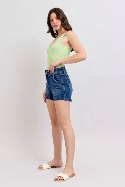 Judy Blue Double Button Waistband Denim Shorts Plus Size - us.meeeshop