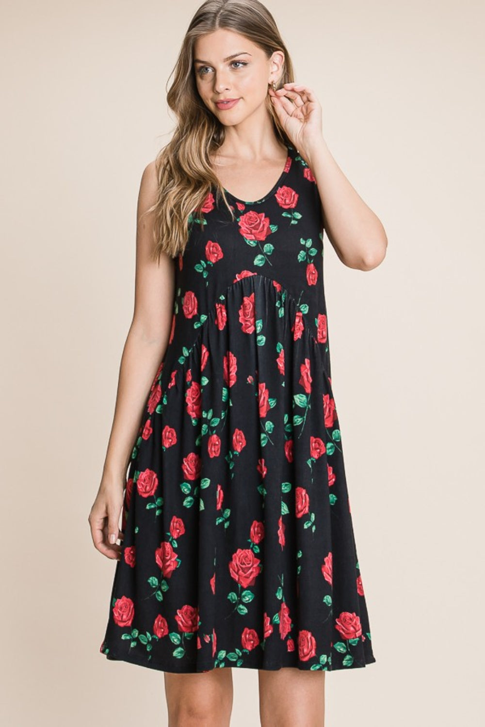 BOMBOM Floral Ruched Tank Dress | us.meeeshop