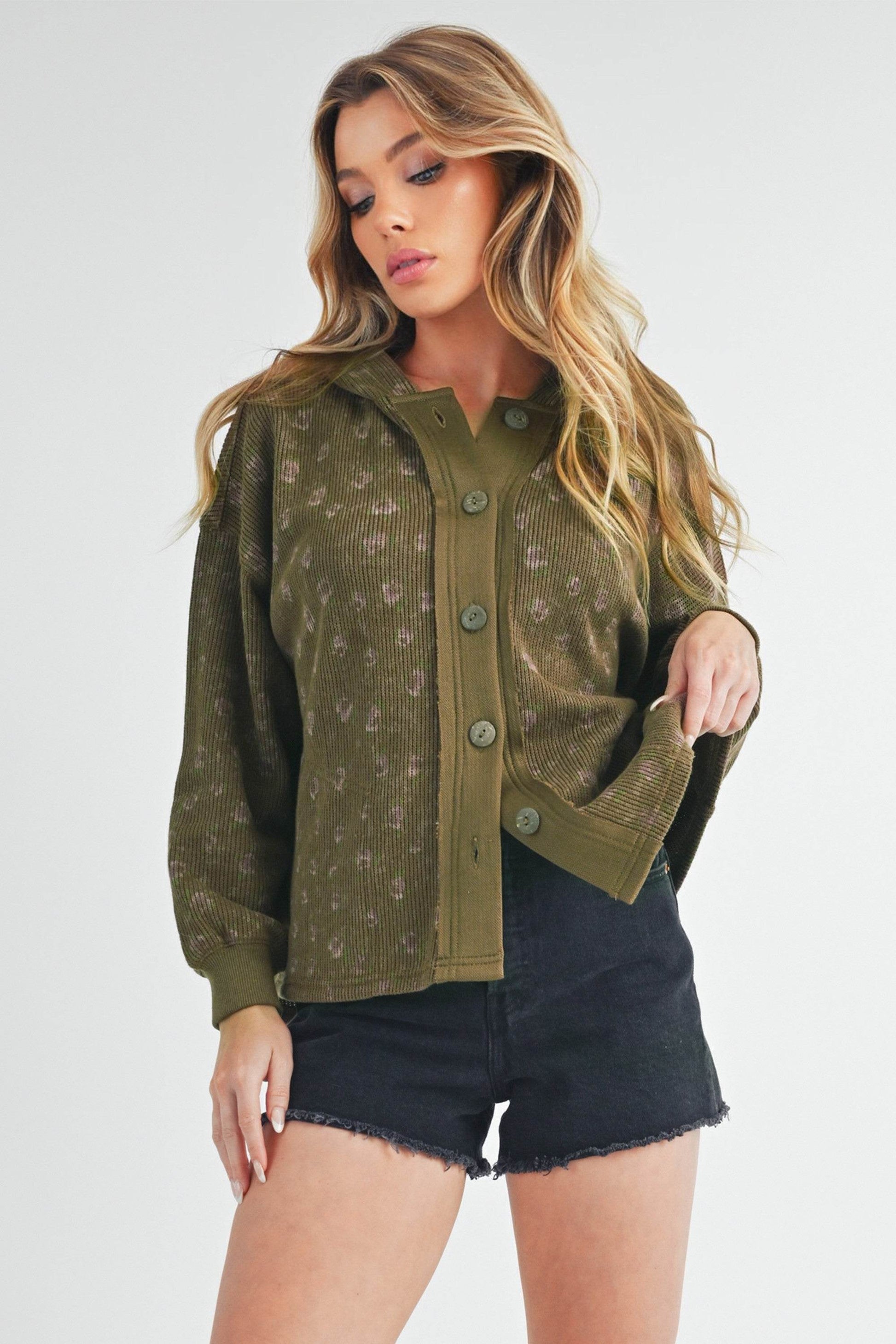 Aemi + Co Floral Button Up Hooded Jacket - us.meeeshop