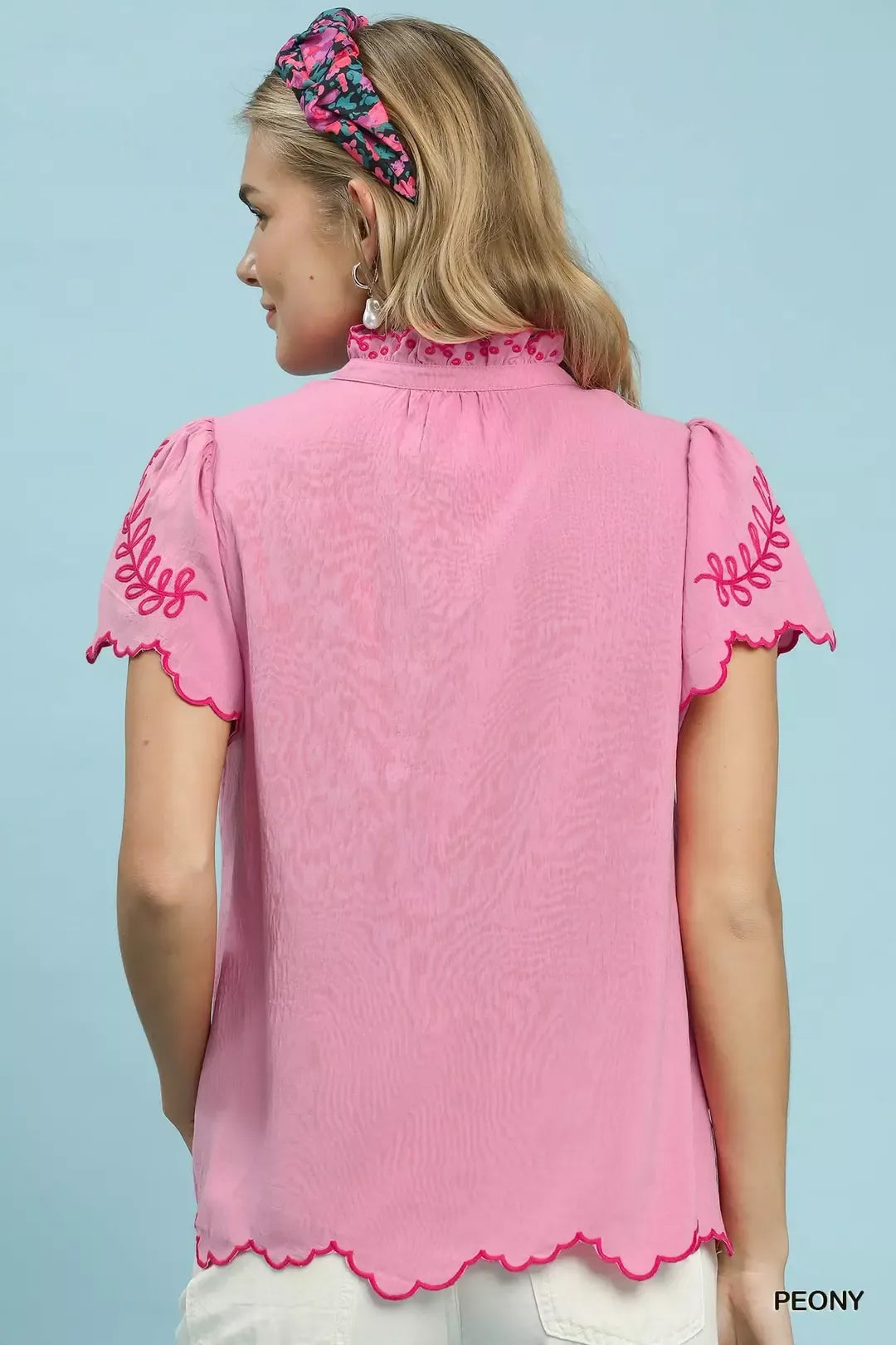 umgee embroidered scallop Umgee Embroidered Scallop Top view 3 (top) - shop at us.meeeshop