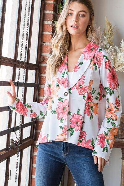 Heimish Full Size Multi Color Floral Blazers with Tunic Plus Size - us.meeeshop