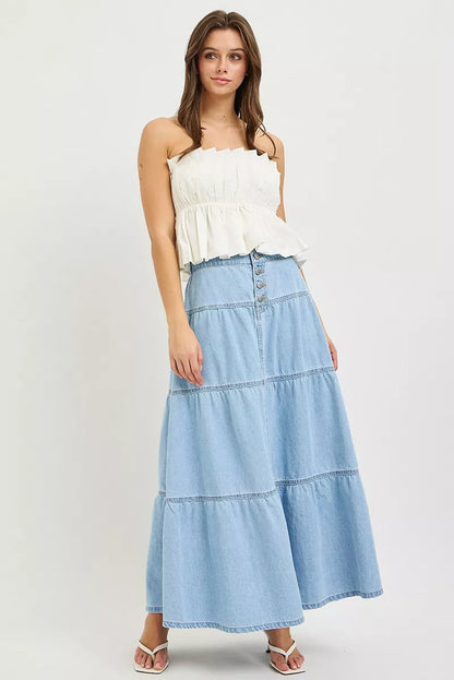 risen high rise Risen High Rise Ruffle Long Skirts view 5 (skirt) - shop at us.meeeshop