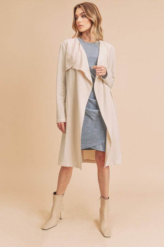 Aemi + Co Open Front Long Sleeve Longline Coat - us.meeeshop