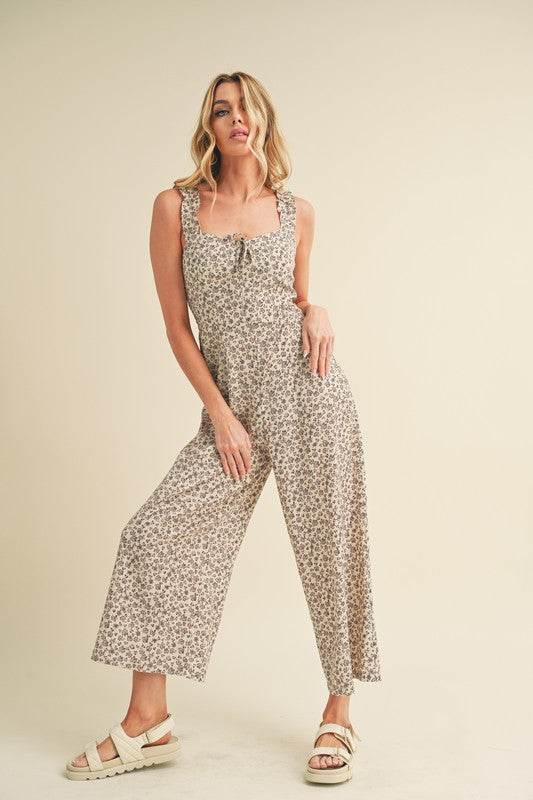 Aemi + Co Floral Sweetheart Neck Wide Leg Jumpsuit - us.meeeshop