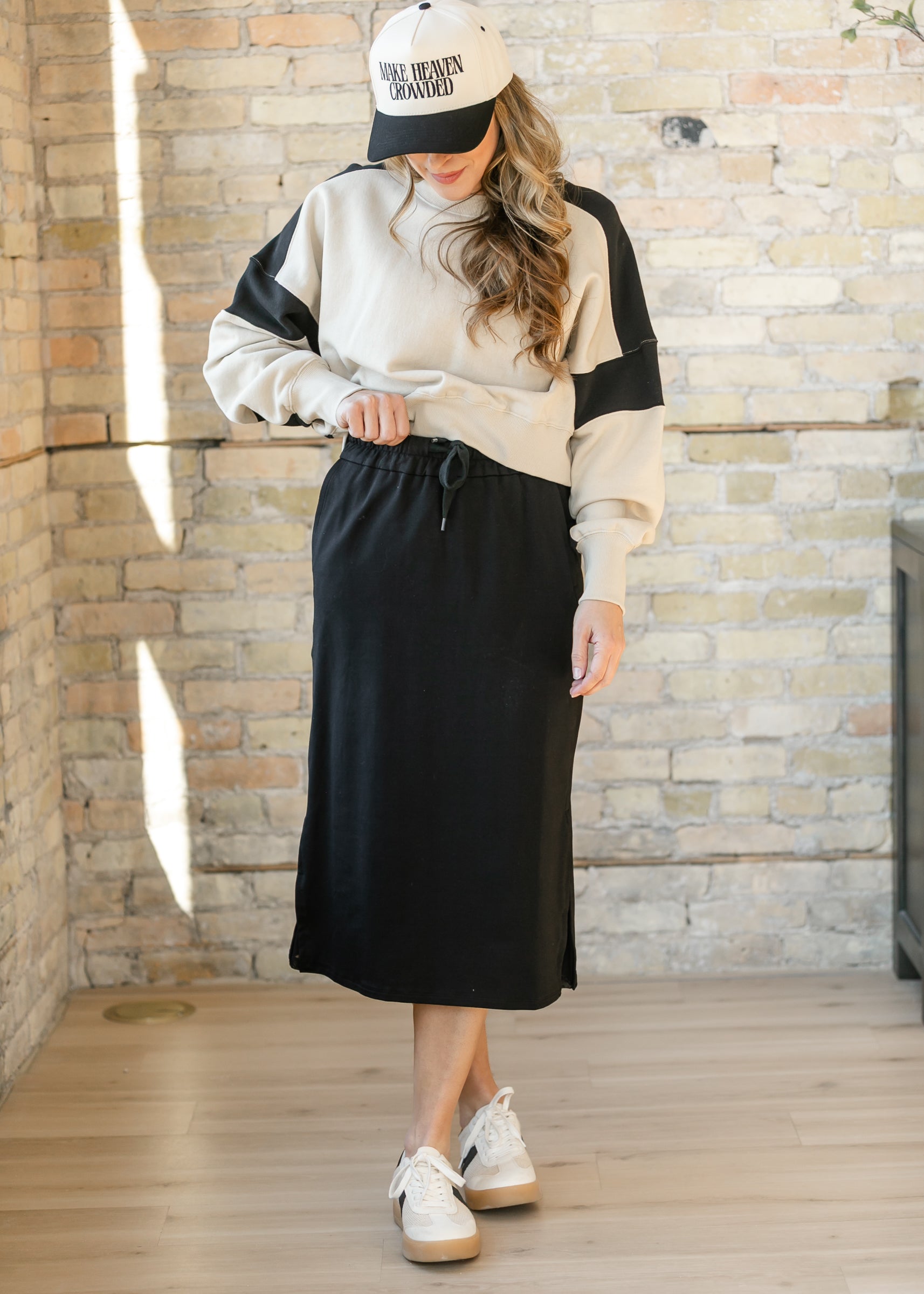 Abbie Mesh Detail Knit Midi Skirt in Black view 2 - Fall Wardrobe Essential - What To Wear With A Mesh Skirt (dress)