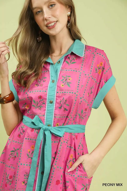 umgee mix floral Umgee Mix Floral Button-front Midi Dress view 5 (dress) - shop at us.meeeshop