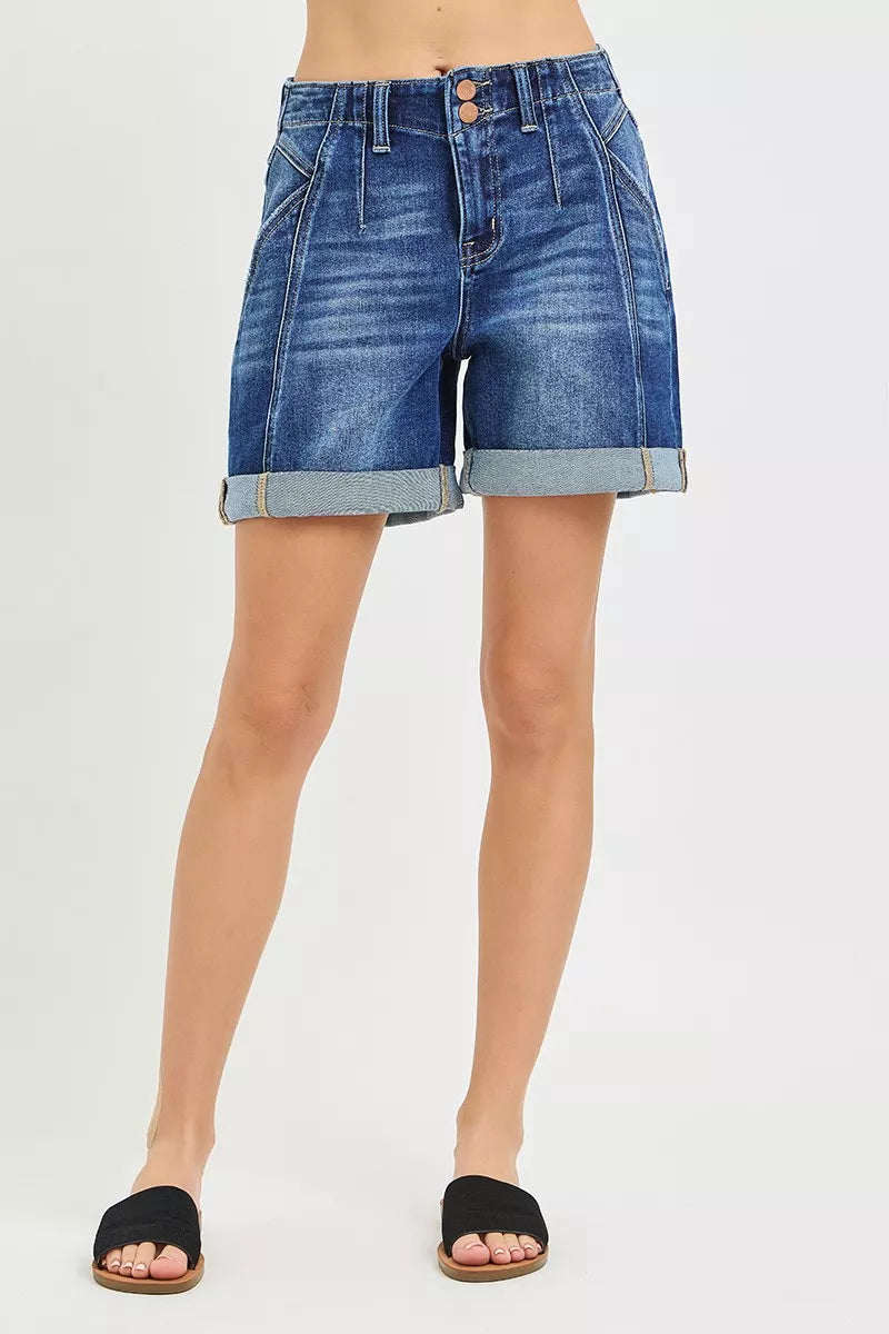 risen high rise RISEN High Rise Seamed Roll up Shorts view 4 (bottom) - shop at us.meeeshop