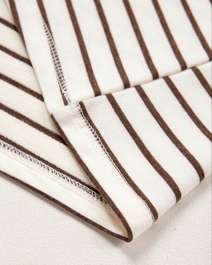 serena stripe ribbed Serena Stripe Ribbed Round Neck Trim Loose Tank Top - Brown view 5 (top) - shop at us.meeeshop