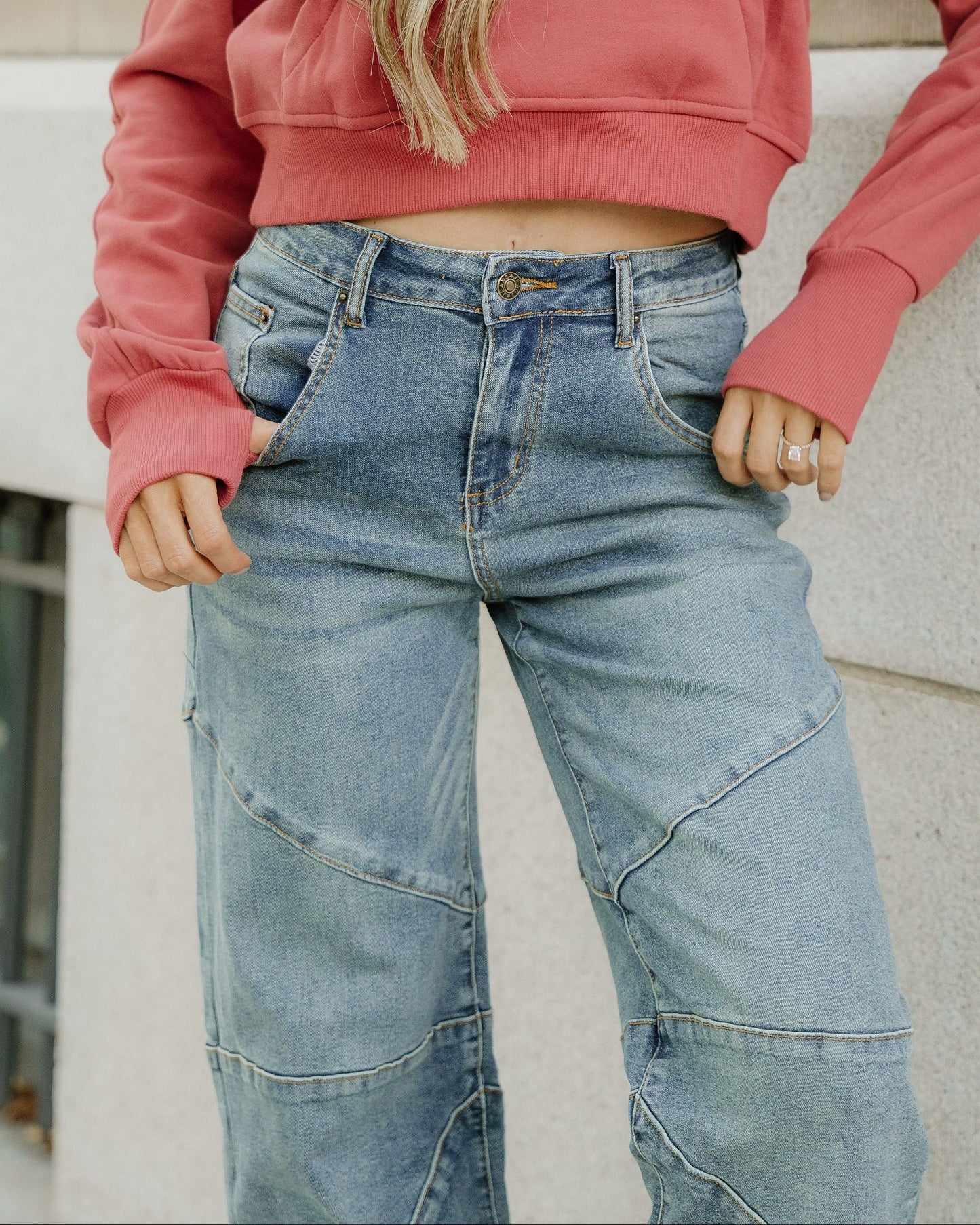 Adeline High Waist Jeans in Sail Blue view 2 - High-Waisted (bottom)