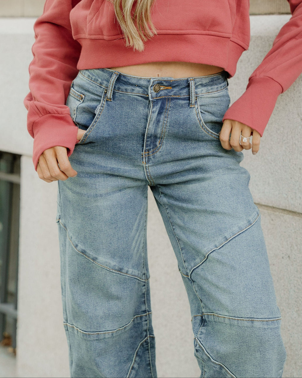Adeline High Waist Jeans Sail Blue view 2 (bottom) - waist jeans, high waist jeans - shop at us.meeeshop