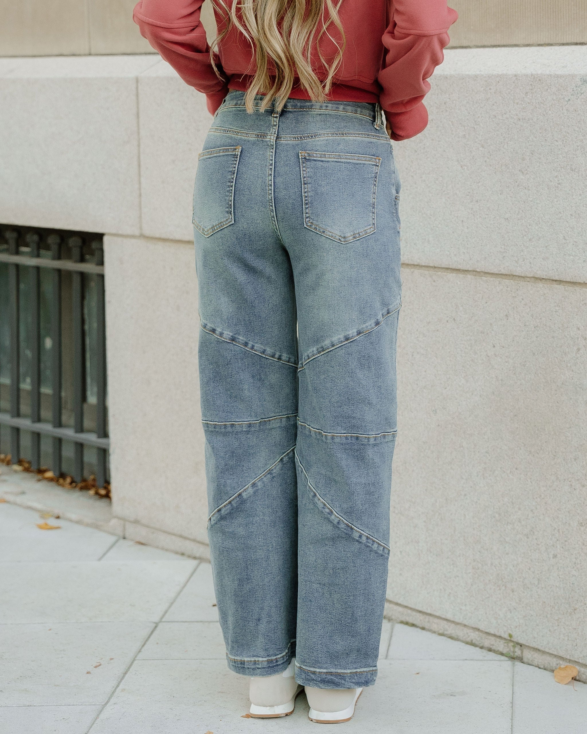 Adeline High Waist Jeans Sail Blue view 5 (bottom) - waist jeans, high waist jeans - shop at us.meeeshop