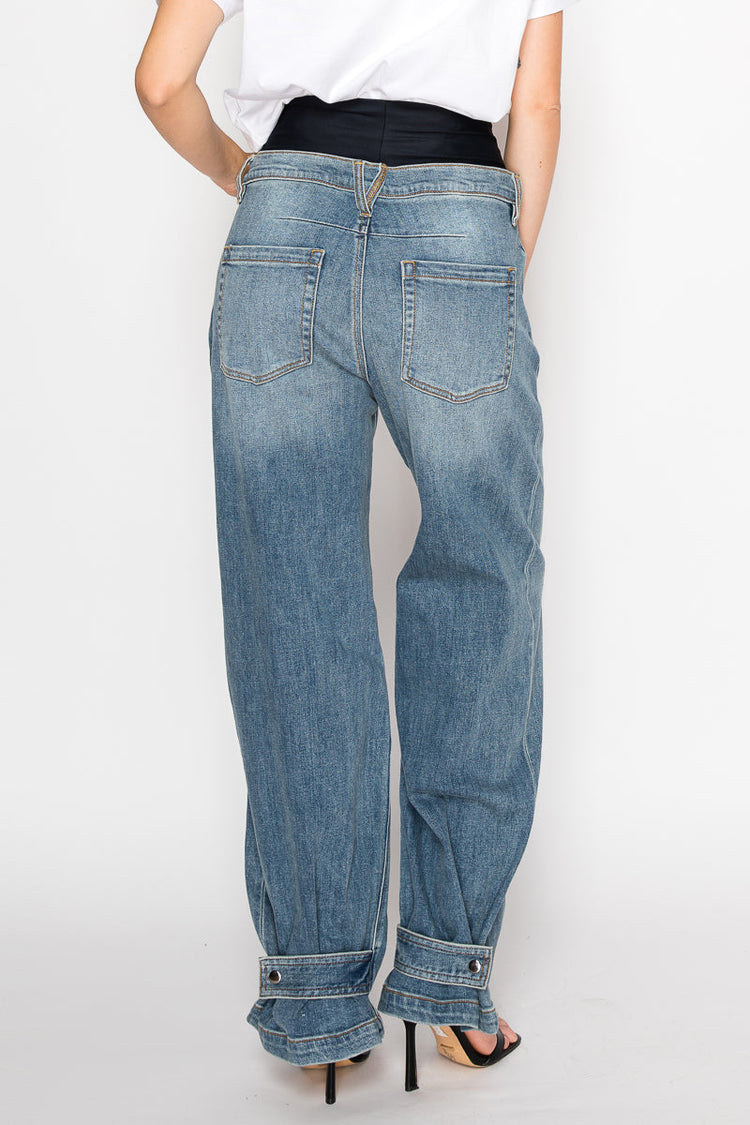 Adjustable Hem Knit Band Wide Leg Jeans 9 (28) view 5 (bottom) - adjustable hem pants, adjustable hem p - shop at us.meeeshop