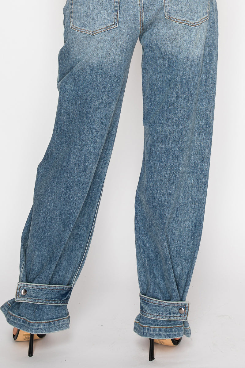 Adjustable Hem Knit Band Wide Leg Jeans in 11 (29) view 6 - Fall Wardrobe Essential - Adjustable Hem Pants (bottom)