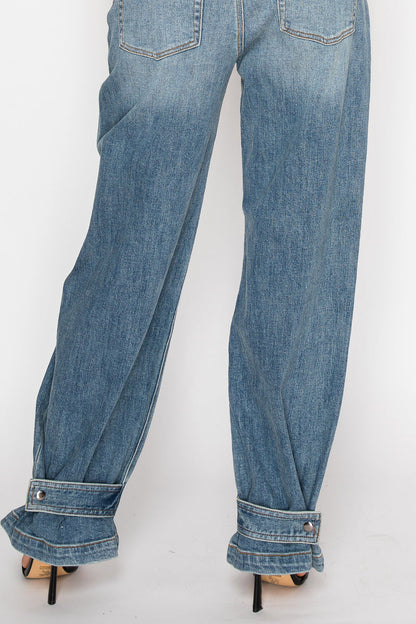 Adjustable Hem Knit Band Wide Leg Jeans in 11 (29) view 6 - Fall Wardrobe Essential - Adjustable Hem Pants (bottom)