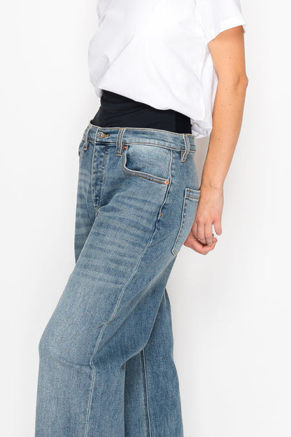 Adjustable Hem Knit Band Wide Leg Jeans in 7 (27) view 4 - Fall Wardrobe Essential - Adjustable Hem Pants (bottom)