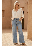 Adjustable Waistband High Rise Baggy Wide Jeans 1 (24) (bottom) - adjustable waistband jeans for women, - shop at us.meeeshop