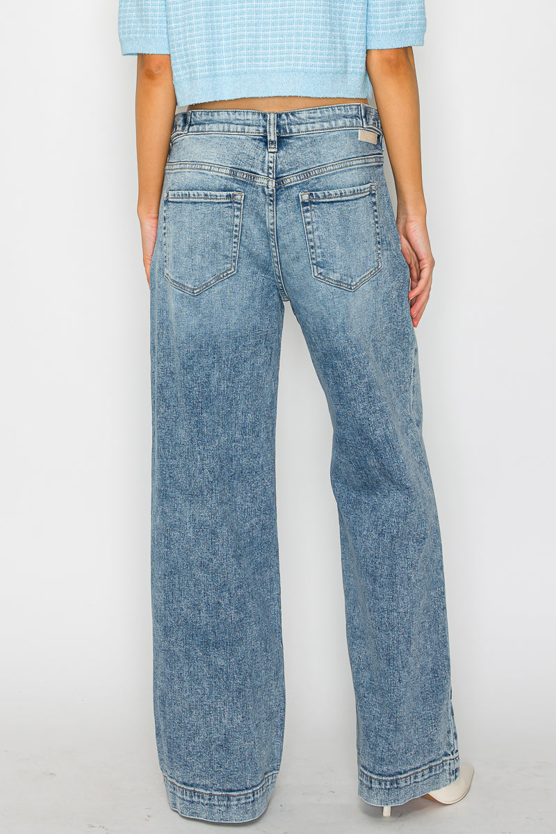 Adjustable Waistband High Rise Baggy Wide Jeans in 13 (30) view 7 - High-Waisted - Adjustable Waistband Jeans For Women