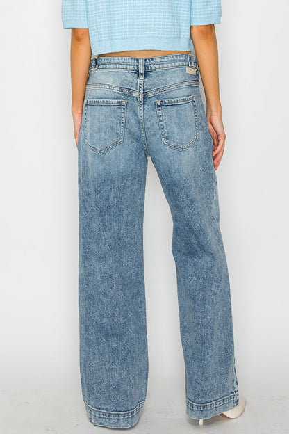 Adjustable Waistband High Rise Baggy Wide Jeans in 13 (30) view 7 - High-Waisted - Adjustable Waistband Jeans For Women