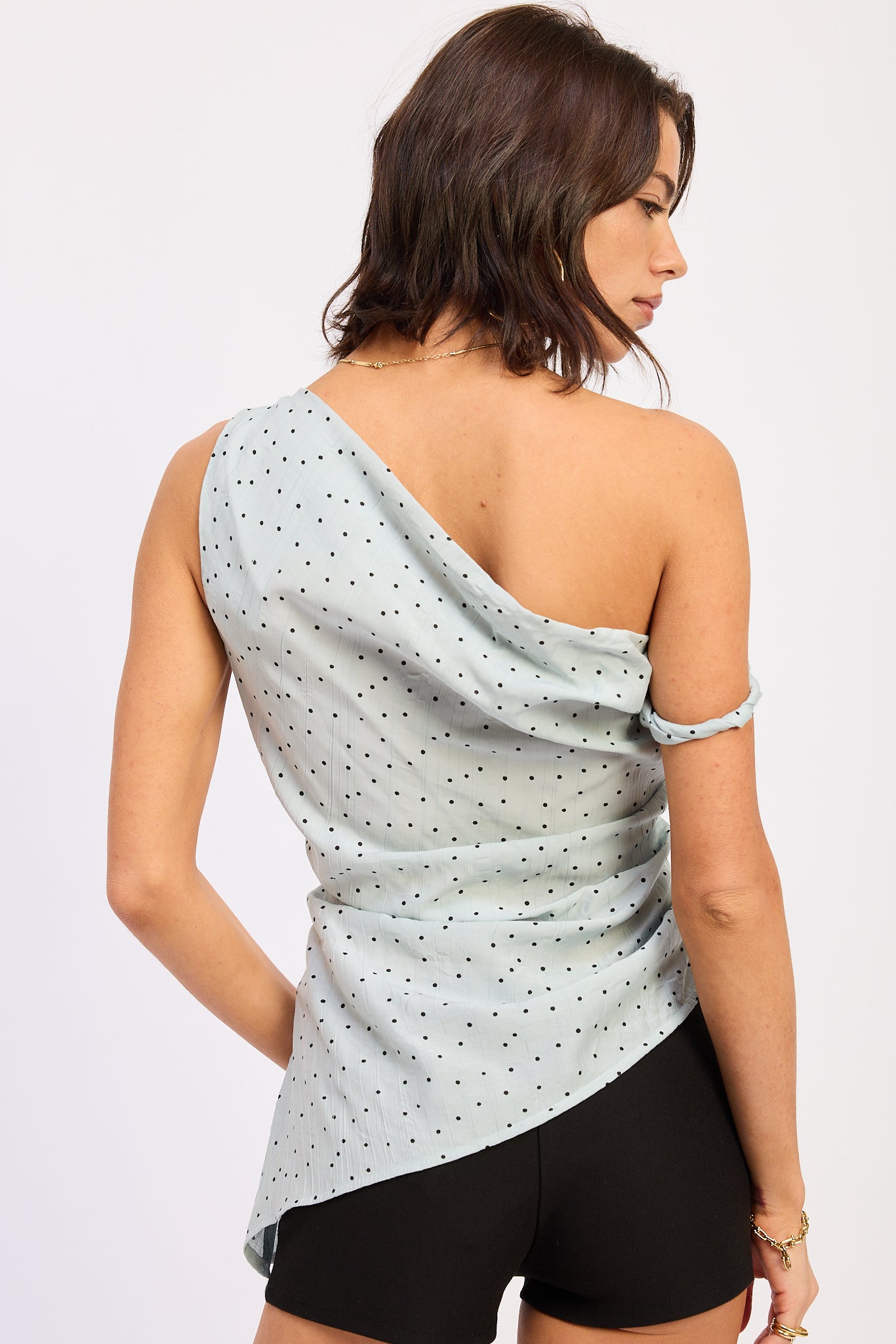 Aeliana Top in Baby Blue Polka view 3 - Aliana Top