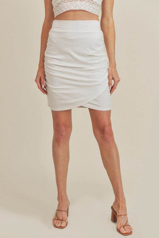 Aemi + Co Ruched High Waist Mini Skirt - us.meeeshop