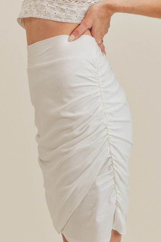 Aemi + Co Ruched High Waist Mini Skirt - us.meeeshop