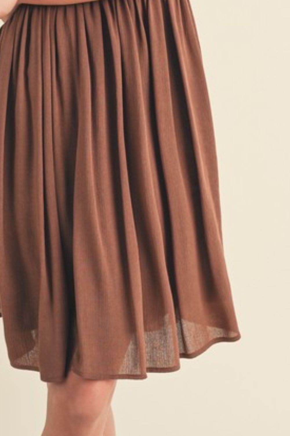 Aemi + Co Ruched Plunge Mini Cami Dress in Brown - us.meeeshop