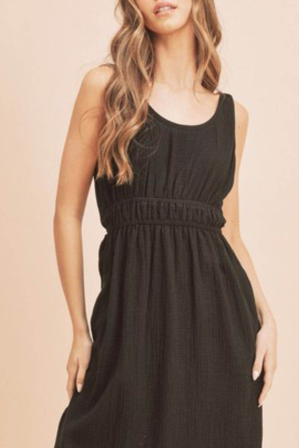 Aemi + Co Side Slit Round Neck Sleeveless Tank Dress - us.meeeshop