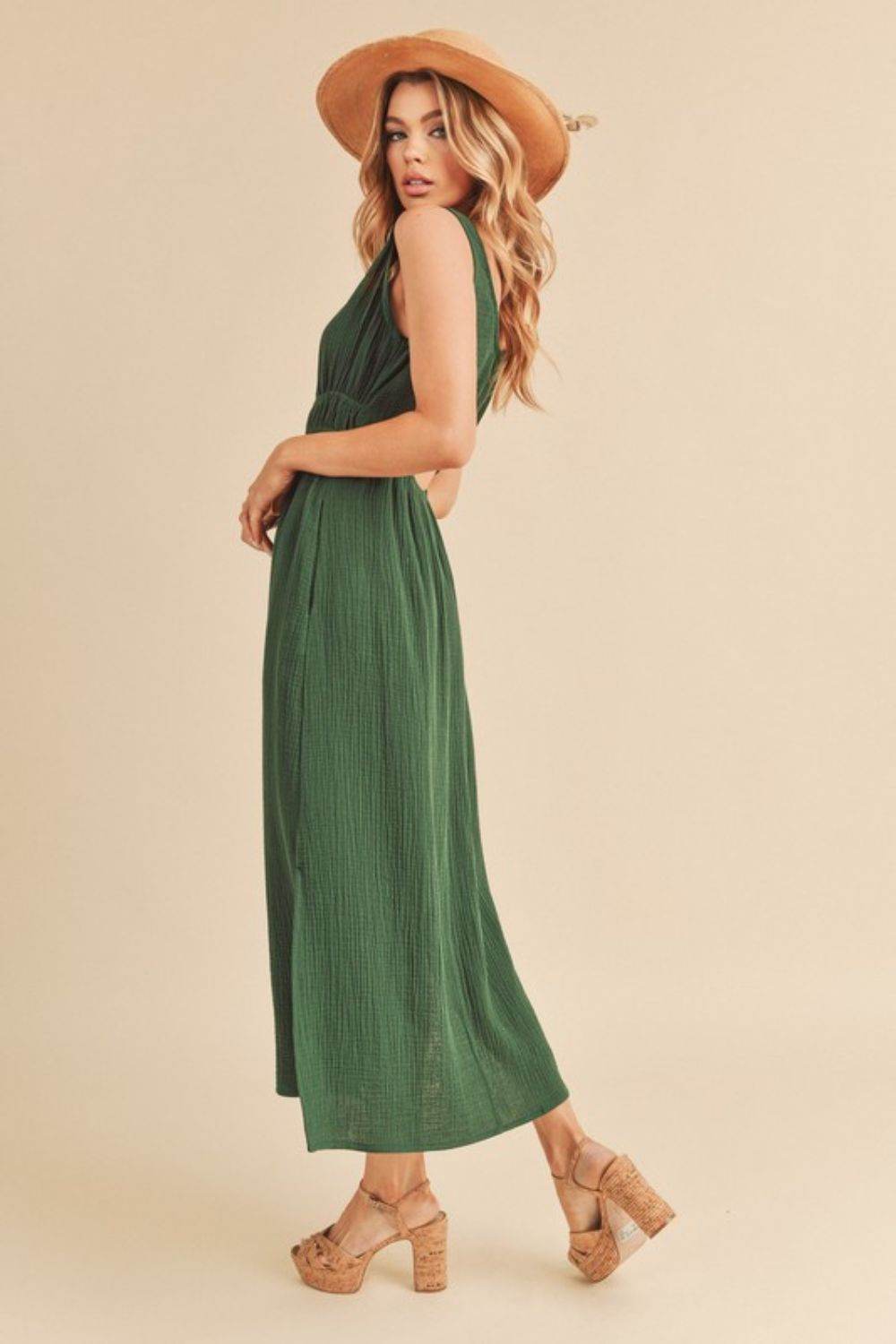 Aemi + Co Side Slit Round Neck Sleeveless Tank Dress - us.meeeshop