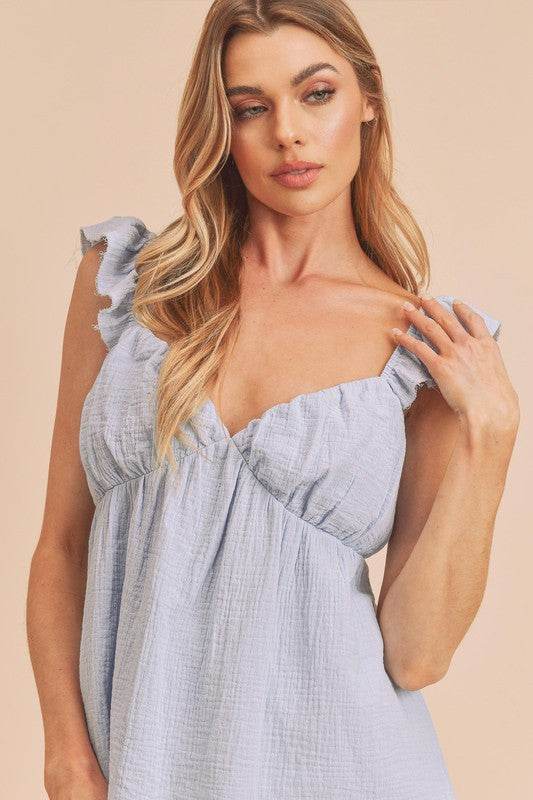 Aemi + Co Sweetheart Neck Ruffled Strap Top - us.meeeshop