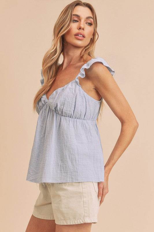 Aemi + Co Sweetheart Neck Ruffled Strap Top - us.meeeshop