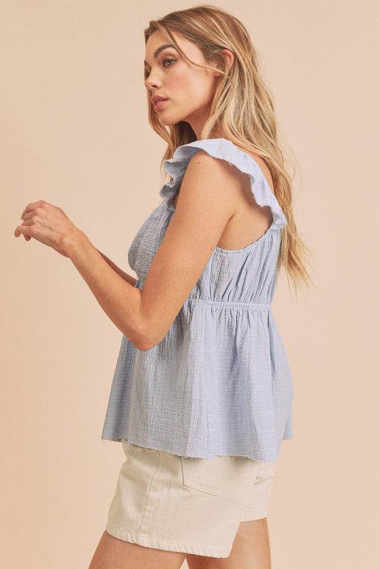 Aemi + Co Sweetheart Neck Ruffled Strap Top - us.meeeshop