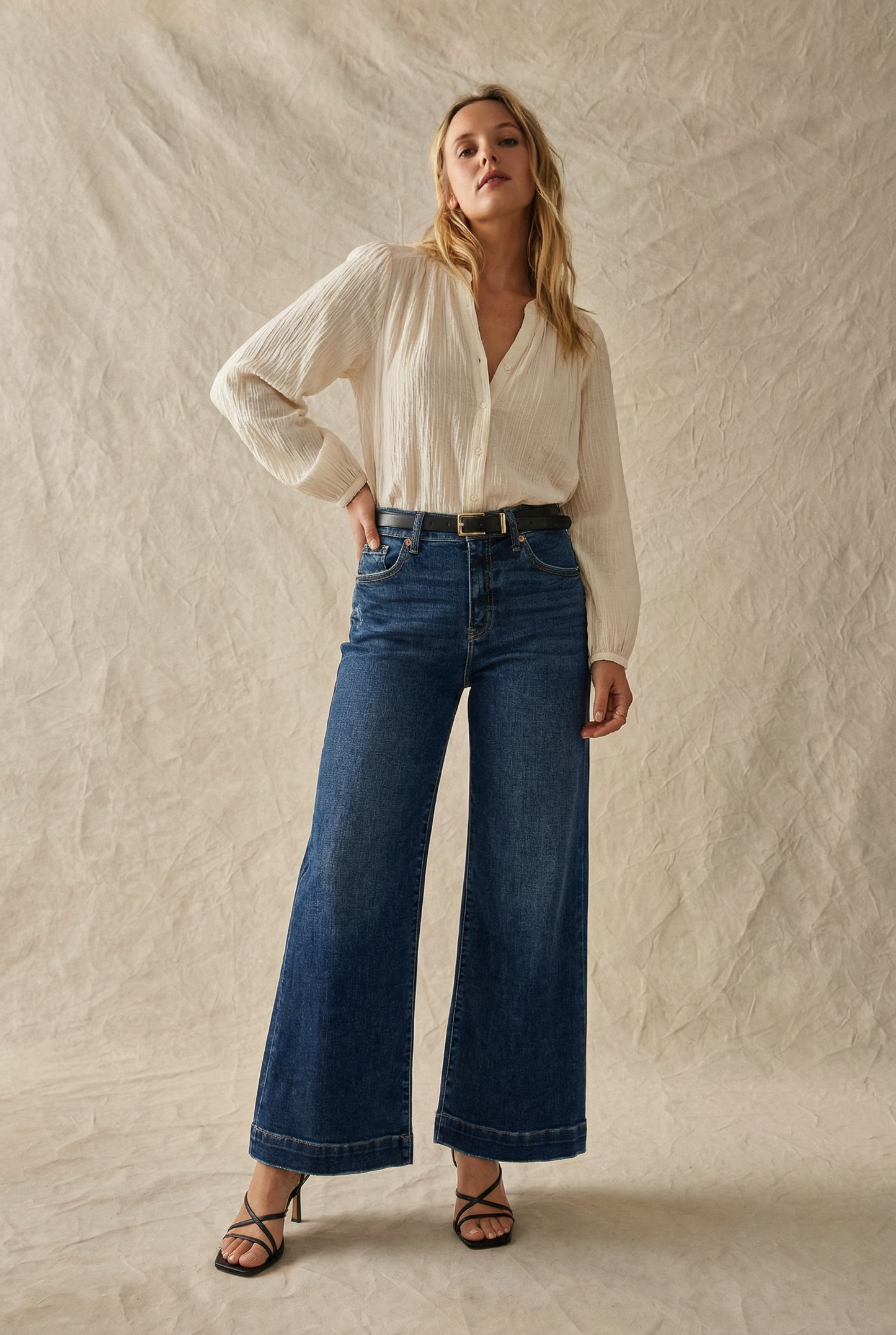 camille high rise Camille High Rise Cropped Palazzo Jeans view 10 (top) - shop at us.meeeshop