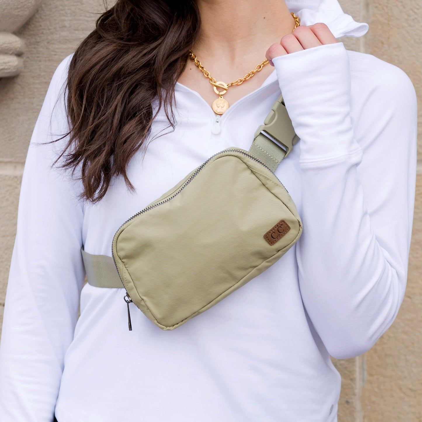 Aili's Corner Cc Everywhere Nylon Sling Belt Bag in Lt. Gray view 5
