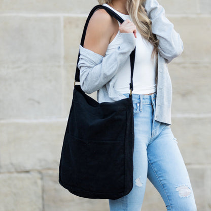 Aili's Corner Corduroy Messenger Bag in Cream view 5