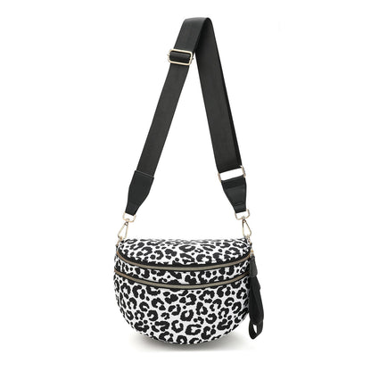 Aili's Corner Dylan Oversize Leopard Double Zip Crescent Sling Handbag view 7