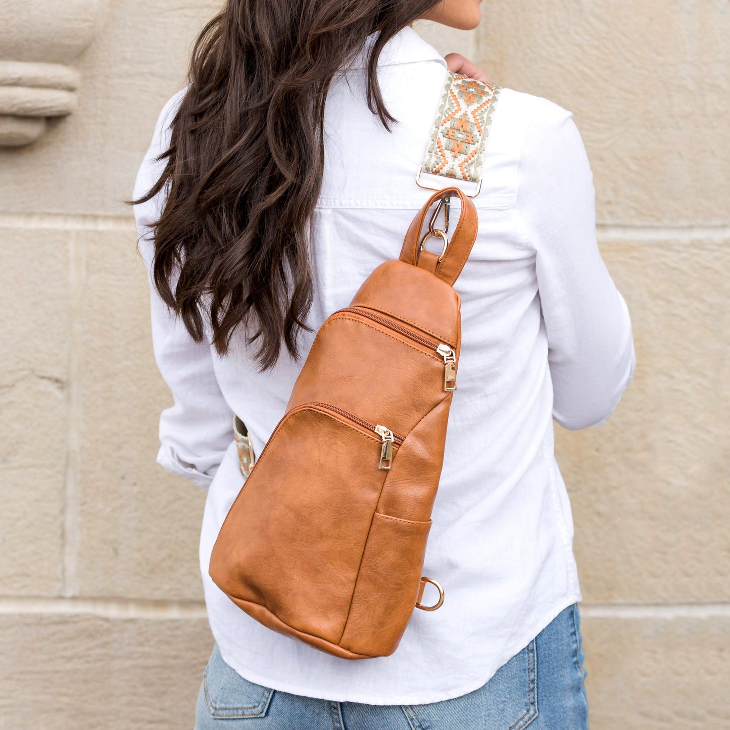 Aili's Corner Evie Vegan Leather Crossbody Sling Bag in Black view 2 - Bag Crossbody