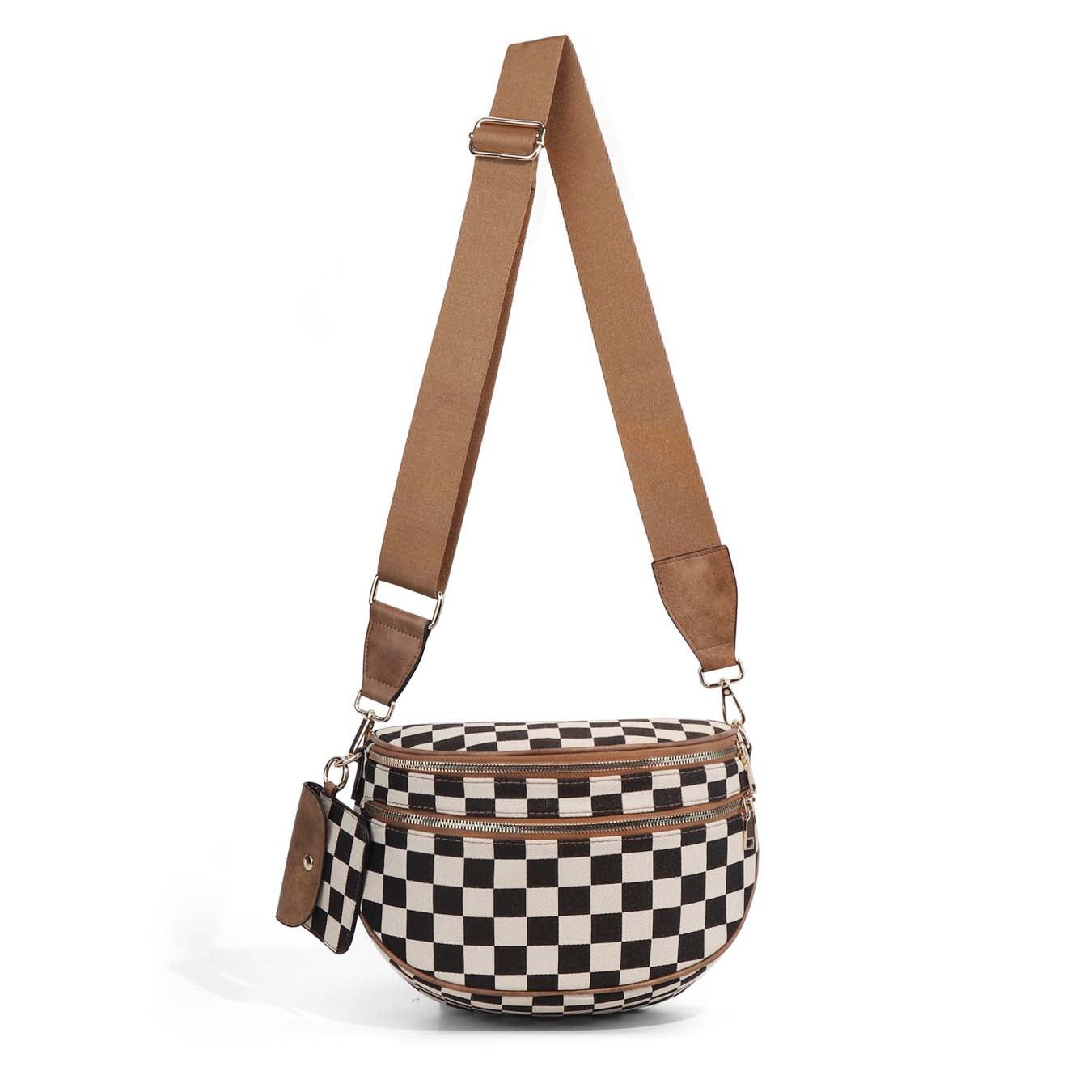 Aili's Corner Kaylee Mixed Media Double Zip Crossbody Sling Bag view 6 - Bag Crossbody