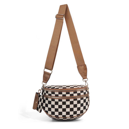 Aili's Corner Kaylee Mixed Media Double Zip Crossbody Sling Bag view 6 - Bag Crossbody